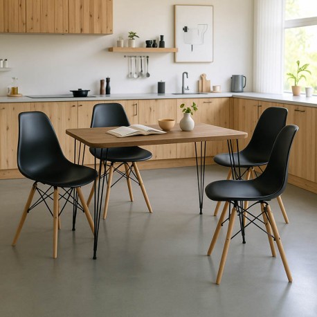 200-001527 Τραπεζαρία με Καρέκλες Julita μαύρο και Τραπέζι Polkan oak 120x60x73εκ Σετ 5τεμ