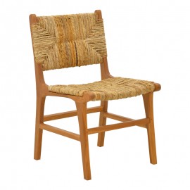 336-000026 Καρέκλα Refane pakoworld σκελετός teak ξύλο με ψάθα σε φυσική απόχρωση 50x58x85εκ