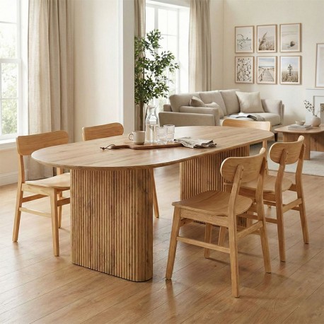 127-000200 Τραπέζι Nembou pakoworld mdf σε oak απόχρωση 210x100x76εκ