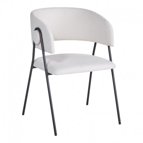 127-000196 Πολυθρόνα Rachele I pakoworld μπεζ ύφασμα-πόδι μαύρο μέταλλο 52x65x79εκ