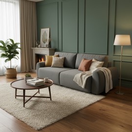 074-000063 Kαναπές-κρεβάτι τριθέσιος Hungie pakoworld υφασμα γκρι 250x92x89εκ