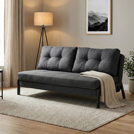 024-000054 Καναπές 2θέσιος-κρεβάτι Fancy pakoworld ύφασμα σε ανθρακί απόχρωση με μαύρο πόδι 150x92x77εκ