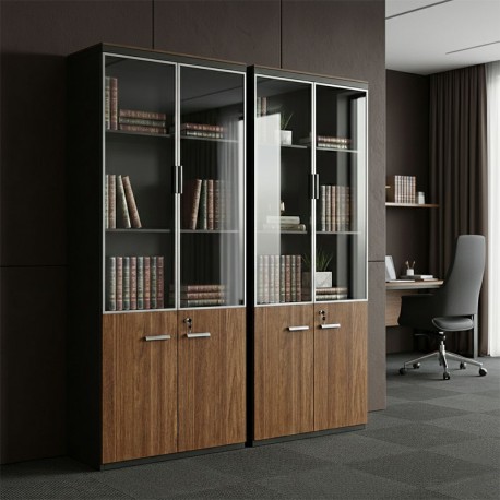 246-000034 Ντουλάπες γραφείου επαγγελματικές Oscar pakoworld καρυδί-ανθρακί 160x40x200εκ