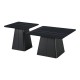 278-000037 Τραπέζια σαλονιού Square pakoworld σετ 2 τεμ μέταλλο-sintered stone σε μαύρο μαρμάρου