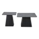 278-000038 Τραπέζια σαλονιού Square pakoworld σετ 2 τεμ βάση μέταλλο σε μαύρη-sintered stone σε γκρι μαρμάρου
