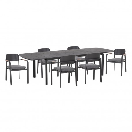 ΣΕΤ ΤΡΑΠΕΖΑΡΙΑΣ ΕΞ.ΧΩΡΟΥ 6 ΘΕΣΕΩΝ ELARA HM10726.01 ΓΚΡΙ ΑΛΟΥΜΙΝΙΟ-ΕΠΕΚΤΕΙΝΟΜΕΝΟ ΤΡΑΠΕΖΙ