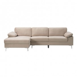 Ε966,5 ALEX Καναπές Σαλονιού Καθιστικού Δεξιά Γωνία, Ύφασμα Μπεζ Velure