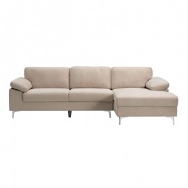 Ε966,50 ALEX Καναπές Σαλονιού Καθιστικού Αριστερή Γωνία, Ύφασμα Μπεζ Velure