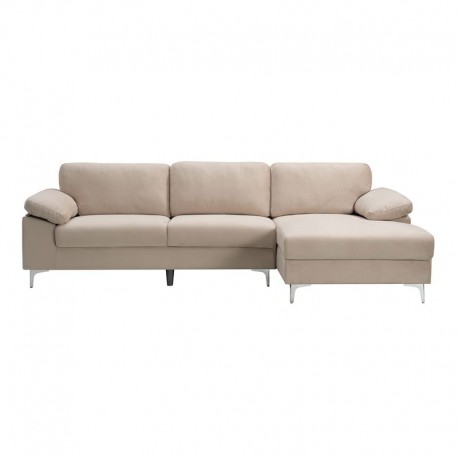 Ε966,50 ALEX Καναπές Σαλονιού Καθιστικού Αριστερή Γωνία, Ύφασμα Μπεζ Velure