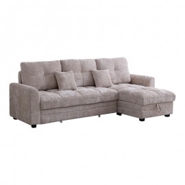 389-000005 Γωνιακός αναστρέψιμος καναπές κρεβάτι Comfie pakoworld με αποθηκευτικό χώρο μπεζ ύφασμα 260x156x98εκ