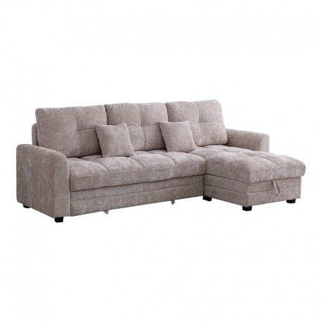 389-000005 Γωνιακός αναστρέψιμος καναπές κρεβάτι Comfie pakoworld με αποθηκευτικό χώρο μπεζ ύφασμα 260x156x98εκ