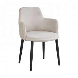 ΕΜ713,4 SOUL Πολυθρόνα Τραπεζαρίας Σαλονιού - Κουζίνας, Μέταλλο Βαφή Μαύρο, Ύφασμα Μπεζ