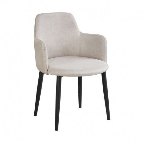 ΕΜ713,4 SOUL Πολυθρόνα Τραπεζαρίας Σαλονιού - Κουζίνας, Μέταλλο Βαφή Μαύρο, Ύφασμα Μπεζ