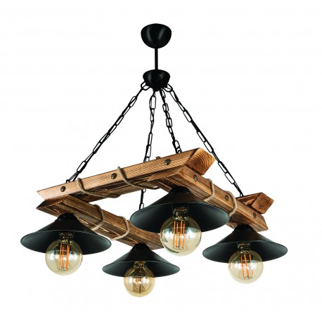 0103456 PDT 2060-4 ΤΕΤΡΑΓΩΝΗ ΞΥΛΙΝΗ ΒΑΣΗ  ΜΕ ΚΑΜΠΑΝΑ ΚΑΠΕΛΑ 4xΕ-27