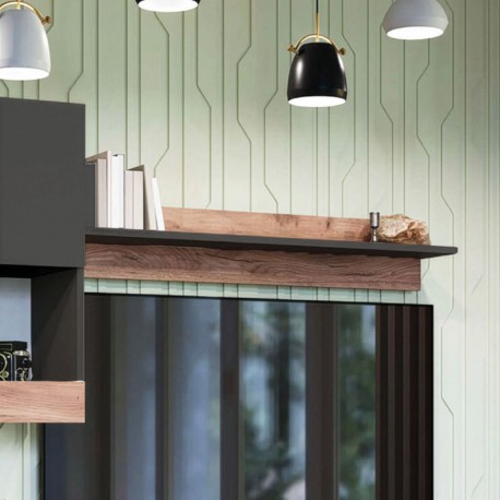 GR-MORSHE-2 Κρεμαστό Ράφι Morocco Ανθρακί-Χρυσό Δρυς 120x20x20cm