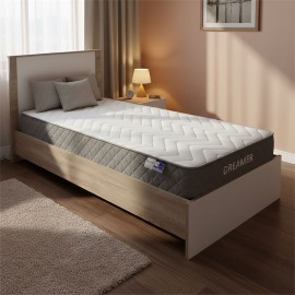 200-001456 Κρεβάτι με στρώμα Athos-Dreamer pakoworld sonoma-λευκό 90x190εκ