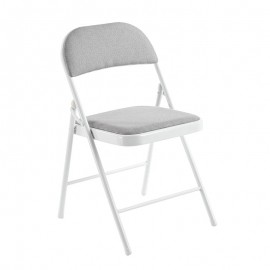 Ε5570,5 BRENDA Καρέκλα Πτυσσόμενη, Μέταλλο Βαφή Άσπρο, Ύφασμα Γκρι