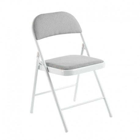 Ε5570,5 BRENDA Καρέκλα Πτυσσόμενη, Μέταλλο Βαφή Άσπρο, Ύφασμα Γκρι