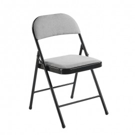 Ε5570,1 BRENDA Καρέκλα Πτυσσόμενη, Μέταλλο Βαφή Μαύρο, Ύφασμα Γκρι