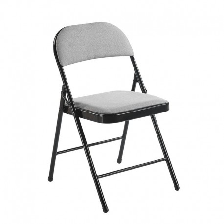 Ε5570,1 BRENDA Καρέκλα Πτυσσόμενη, Μέταλλο Βαφή Μαύρο, Ύφασμα Γκρι