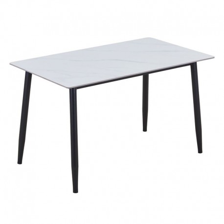 ΕΜ856,1 OSLO Τραπέζι Κουζίνας- Εστιατορίου,Μέταλλο Βαφή Μαύρο -Sintered Stone White Marble