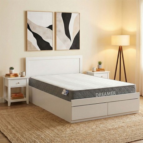 200-001508 Κρεβάτι με στρώμα και συρτάρι Olympus-Dreamer pakoworld λευκό 120x200εκ