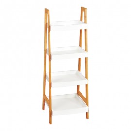 408-000015 Ραφιέρα δαπέδου Leby pakoworld μπαμπού-mdf σε λευκή-φυσική απόχρωση 35x34x98εκ