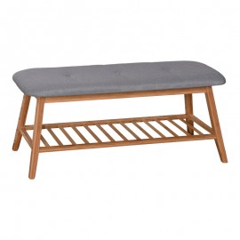 408-000017 Παπουτσοθήκη-Σκαμπό Zerma pakoworld 4 ζευγών μπαμπού-ύφασμα σε φυσική-γκρι απόχρωση 100x30.5x44εκ