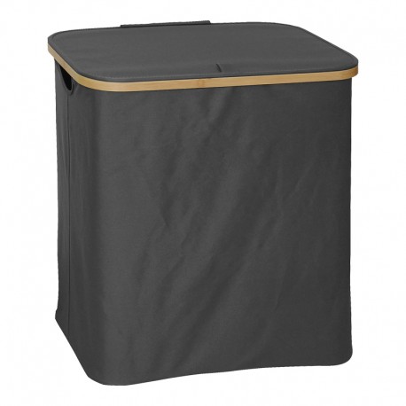 408-000019 Καλάθι απλύτων Lodge pakoworld μπαμπού-ύφασμα σε γκρι απόχρωση 54x33x60εκ