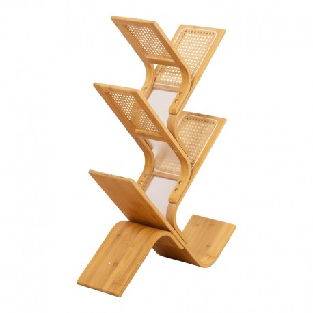 408-000018 Βιβλιοθήκη Tome pakoworld μπαμπού σε φυσική απόχρωση 63x20x92εκ