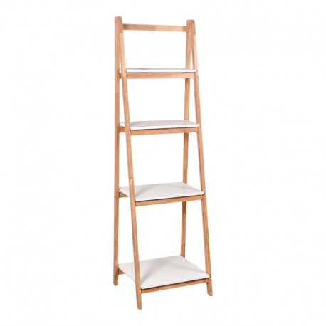 408-000016 Ραφιέρα δαπέδου Benwen pakoworld πτυσσόμενη rubberwood-mdf σε λευκή-φυσική απόχρωση 42x34.5x140εκ