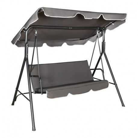 407-000001 Κούνια κήπου Globo pakoworld μέταλλο μαύρο-ύφασμα σε ανθρακί απόχρωση 170x110x153εκ