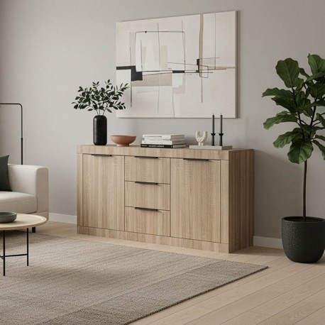 361-000100 Μπουφές Doha pakoworld σε sonoma απόχρωση 150x45x80.5εκ