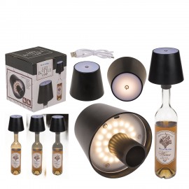 06530354 Επιτραπέζιο Φωτιστικό LED Φορητό Για Μπουκάλι Μαύρο Πλαστικό 11x10.5cm