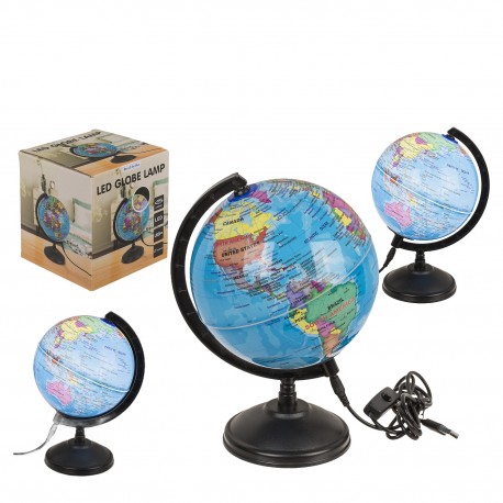 06530390 Φωτιστικό Επιτραπέζιο LED Υδρόγειος Με Καλώδιο USB Πλαστικό 11.5cm