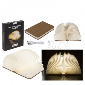 06530392 Λάμπα LED Ατμόσφαιρας Επιτραπέζια Βιβλίο Με Εξώφυλλο Δερματίνης Επαναφορτιζόμενη Καφέ 17x13cm