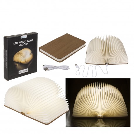 06530392 Λάμπα LED Ατμόσφαιρας Επιτραπέζια Βιβλίο Με Εξώφυλλο Δερματίνης Επαναφορτιζόμενη Καφέ 17x13cm