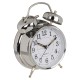 06530436 Ρολόι Επιτραπέζιο Με Ξυπνητήρι Ασημί Μέταλλο 17x11cm Ασημί