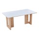 072-000173 Τραπέζι Benqui pakoworld sintered stone-mdf σε λευκό μαρμάρου με βάση σε φυσική απόχρωση 160x90x75εκ