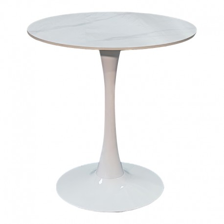072-000177 Τραπέζι Balou I pakoworld sintered stone σε λευκό μαρμάρου Φ70x74εκ