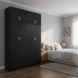 383-000257 Ντουλάπα τετράφυλλη με πατάρι Athos Ι pakoworld wenge 160x42x240εκ