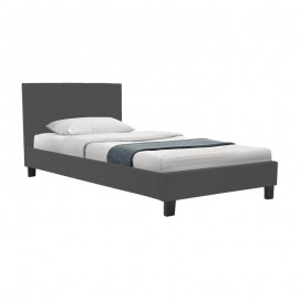 006-000066 Κρεβάτι Nevil pakoworld ύφασμα ανθρακί με ξύλινο μαύρο πόδι 90x190εκ