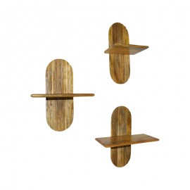 372-000032 Ραφιέρα τοίχου Arcadia 3 τεμ pakoworld μασίφ ξύλο μάνγκο σε φυσική απόχρωση 30x20x40εκ