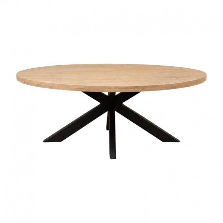 379-000050 Τραπεζι Jenma pakoworld μασίφ mango ξύλο σε φυσική απόχρωση-πόδι μαύρο μέταλλο 180x90x76εκ