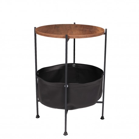 14880052 Τραπεζάκι Σαλονιού ArteLibre ABBY Baroque/Μαύρο Μοριοσανίδα/Μέταλλο 42x42x62cm Καφέ/Μαύρο/Baroque