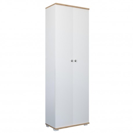 14870197 Ντουλάπι ArteLibre ROSELINE Λευκό/Δρυς Μοριοσανίδα 50x30x183cm Φυσικό/Λευκό/Δρυς