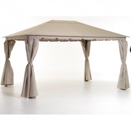 0454-21/SM ROMA GAZEBO ΜΠΕΖ  ΜΕ ΚΟΥΡΤΙΝΕΣ 3Χ4Χ260cm