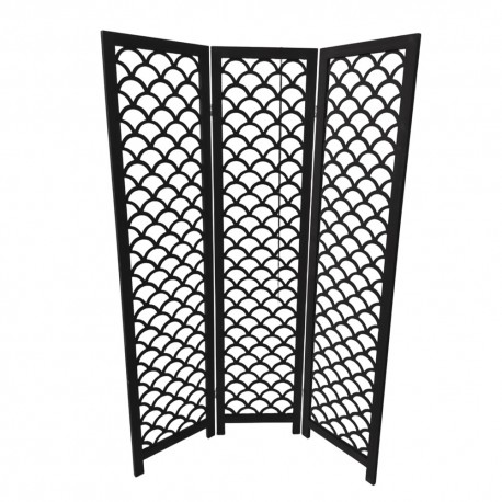 94002/YC ΔΙΑΚΟΣΜΗΤΙΚΟ ΠΑΡΑΒΑΝ  3ΦΥΛΛΟ  ΜΑΥΡΟ ΑΝΤΙΚΕ 120X170cm