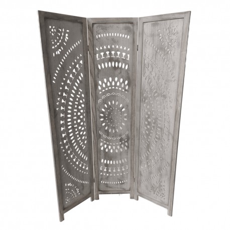 94005/YC ΔΙΑΚΟΣΜΗΤΙΚΟ ΠΑΡΑΒΑΝ  3ΦΥΛΛΟ ΓΚΡΙ ΑΝΤΙΚΕ  120X170cm