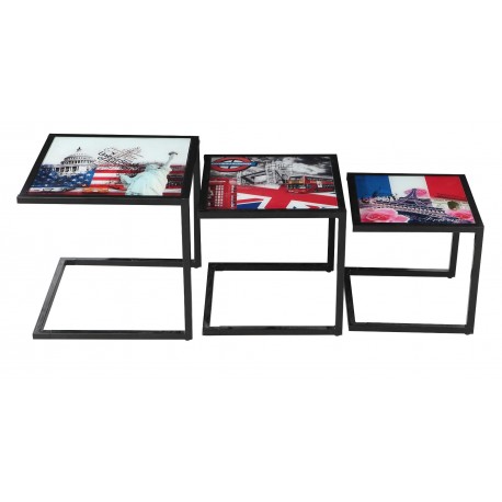 22846 ΣΕΤ ΤΡΑΠΕΖΑΚΙΑ  ΜΕΤΑΛΛΙΚΑ 3τμχ